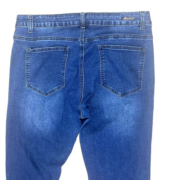 Bamboo Womens Distressed Straight Mid Rise Blue Denim Jeans Size 16 - Picture 16 of 16
